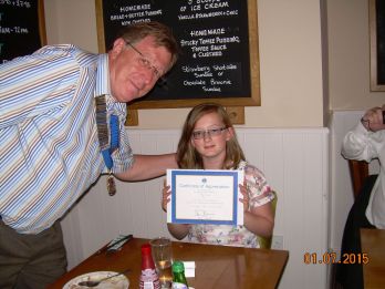 Certificate of Appreciation to Anya Benson