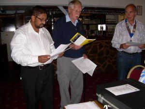 Lion Clif Cane reading out the Lions Code of Ethics to prospective member James Balasundaran,with Lion president Martin Fairley Lion Clif Cane reading out the Lions Code of Ethics to prospective member James Balasundaran,with Lion president Martin Fairley