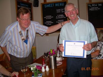 Certificate of Appreciation to John Perry